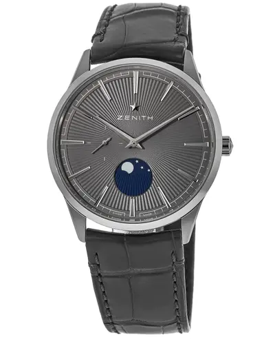 Authentic Zenith Elite Moonphase Men's Watch Model 03.3100.692/03.c923 - Slate Grey Dial, Alligator Leather Strap (arb9269)
