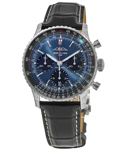 Authentic Breitling Navitimer B01 Chronograph 41 AB0139241C1P1 - Automatic Blue Dial Men's Watch with Leather Strap (blue, arb11418)
