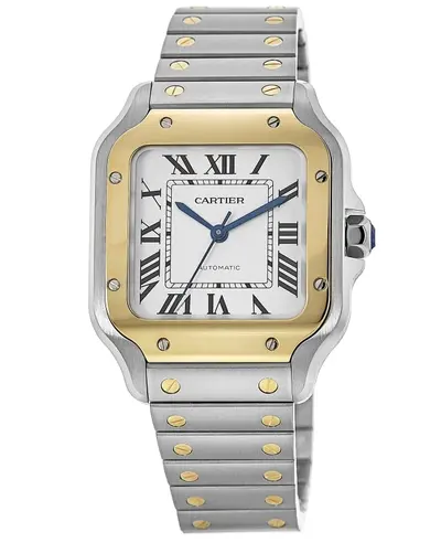 Cartier Santos De Cartier Medium Yellow Gold and Stainless Steel Men's Watch [W2SA0016] (arb12914)
