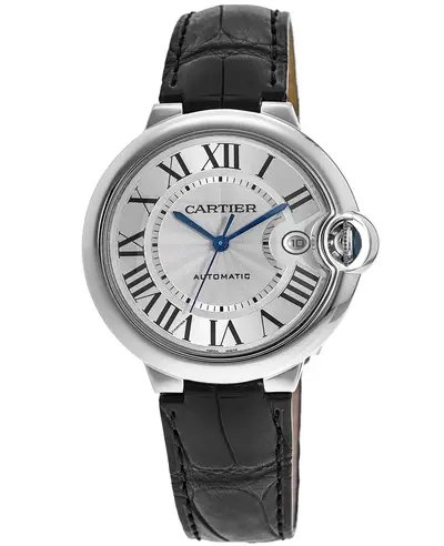 Cartier Ballon Bleu 36mm Automatic Silver Dial Leather Strap Women's Watch WSBB0028 (arb13687)