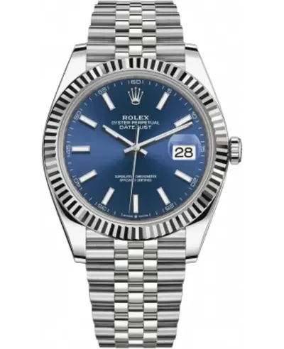 Rolex Datejust 41 - Men's Luxury Watch with Steel & White Gold Jubilee Bracelet and Blue Index Dial (Model M126334-0002) (blue, arb12156)