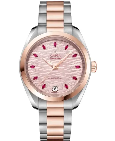Brand New Authentic Omega Seamaster Aqua Terra 150m Master Co-Axial Pink Dial Steel and Rose Gold Women's Watch Model No. 220.20.34.20.60.001 (pink, arb9835)