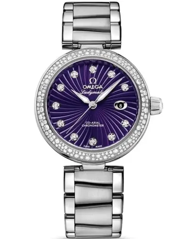 Omega De Ville Ladymatic Model 42535342060001 Purple Dial Diamond Steel Women's Watch 425.35.34.20.60.001 (violet, arb10428)