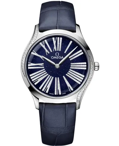Omega De Ville Tresor 42858366053001 - Blue Dial Diamond White Gold Watch 428.58.36.60.53.001 (blue, arb10485)