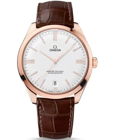 Omega De Ville Tresor Master Co-Axial 432.53.40.21.52.002 Silver Diamond Dial Rose Gold Men's Watch (arb10495)