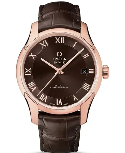 Omega De Ville Hour Vision Brown Dial Rose Gold Strap Men's Watch Model 433.53.41.21.13.001 (brown, arb10503)