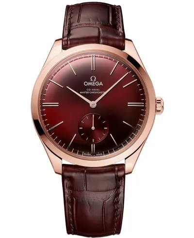 Omega De Ville Tresor Red Dial 18K Rose Gold Men's Watch Model 435.53.40.21.11.002 (red, arb10648)