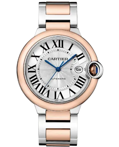 Cartier Ballon Bleu de Cartier W2BB0034 - Unisex Watch, 18kt Rose Gold and Steel Case with Silver Dial (arb12899)