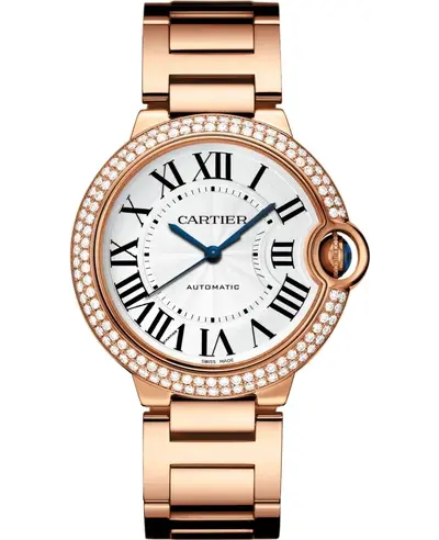 wjbb0067 - Cartier Ballon Bleu de Cartier Women's Watch, Silver Dial with Diamond Bezel 18kt Rose Gold (arb13153)