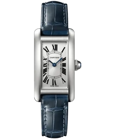 Authentic Cartier Tank Americaine Small Women's Watch wsta0043 Silver Dial, Blue Hands & Roman Numerals (arb13244)