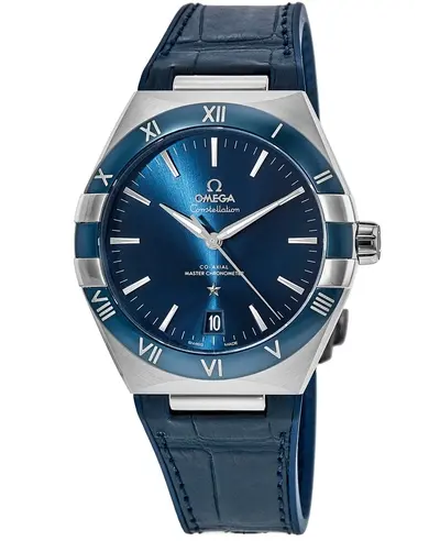 Omega Constellation Co-Axial Master Chronometer Blue Dial Blue Leather Strap Men's Watch Model 131.33.41.21.03.001 (blue, arb9490)