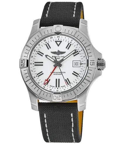 Breitling Avenger Automatic GMT 43 White Dial Leather Strap Mens Watch A32397101A1X1 (white, arb11345)