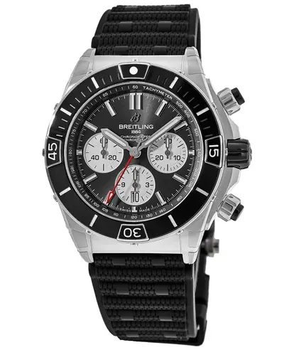 AB0136251B1S1 Breitling Super Chronomat B01 Men's Watch Black Dial Rubber Strap Automatic Chronometer (black, arb11393)
