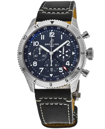 Breitling Super Avi B04 Chronograph GMT 46 - ab04451a1c1x1 Blue Dial, Leather Strap Men's Watch (blue, arb11473)