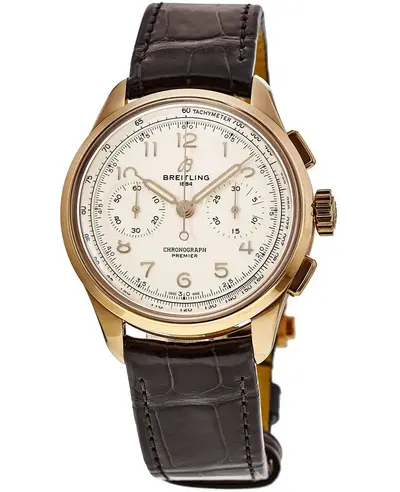 RB0930371G1P1 Breitling Premier Chronograph 40: Rose Gold Case, Brown Alligator Leather Strap (arb12694)
