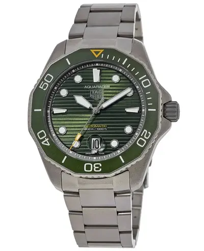 Authentic Tag Heuer Aquaracer 300M Automatic Men's Watch WBP208B.BF0631 in Titanium with Green Dial (green, arb13064)
