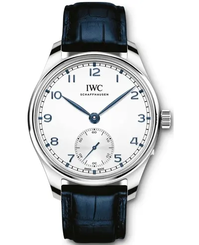 IWC Men's Portugieser Automatic Silver Dial Blue Leather Strap Watch Model IW358304 (arb11832)