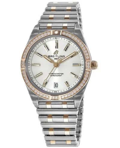 Breitling Chronomat Automatic 36 White Diamond Dial Rose Gold and Stainless Steel Women's Watch U10380591A1U U10380591A1U1 (white, arb12727)