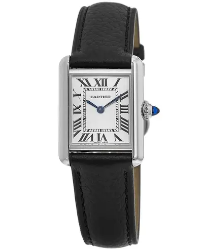 Authentic Cartier Tank Must Small Women's Watch wsta0042 - Silver Dial, Brown Leather Strap (arb13243)