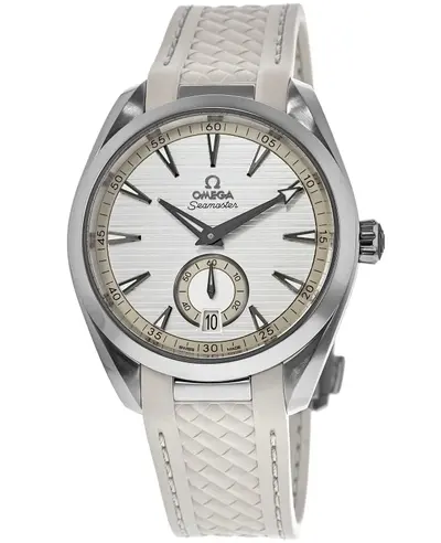 Brand New Authentic Omega Seamaster Aqua Terra Small Seconds 41mm Automatic Silver Dial Rubber Strap Men's Watch Model 220.12.41.21.02.005 (arb9811)