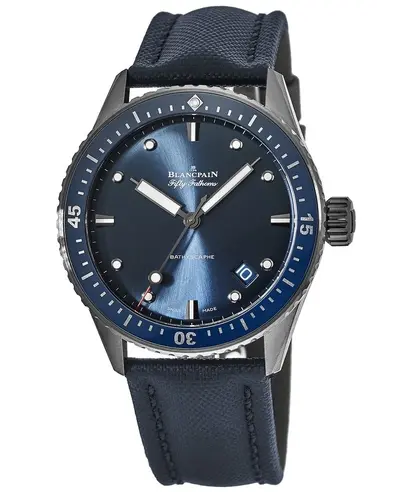 Authentic New Blancpain 5000-0240-O52A Men's Blue Dial Automatic Watch (blue, arb10727)