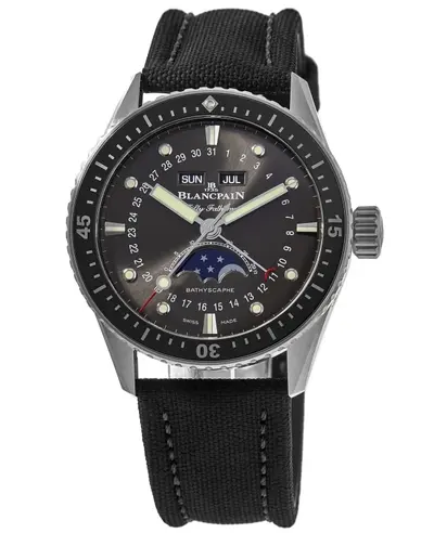Authentic Blancpain Fifty Fathoms Bathyscaphe Complete Calendar Men's Watch Model 50541110B52A 5054-1110-B52A (arb10744)