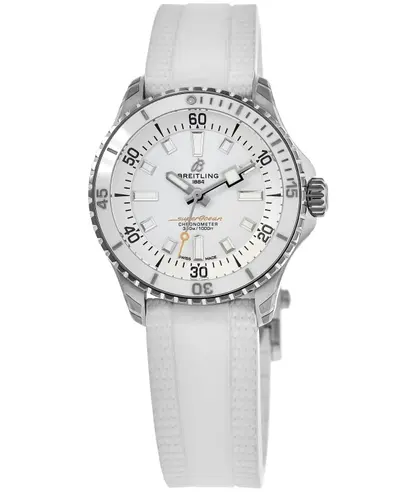 Breitling Superocean Automatic 36 - Model A17377211A1S1 Women's Watch with White Dial & Rubber Strap (white, arb11298)