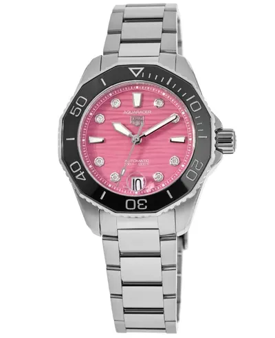 Tag Heuer Aquaracer Professional 300 Date Automatic Pink Diamond Dial Steel Women's Watch WBP231J.BA0618 (pink, arb13075)
