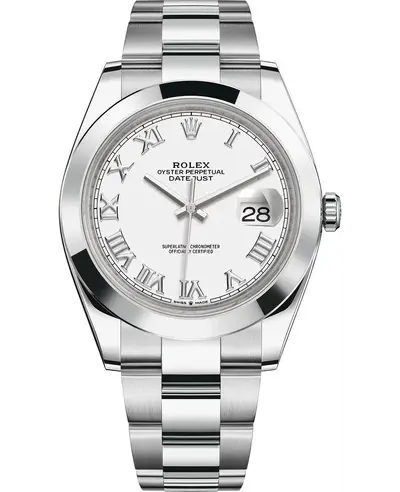 Rolex Datejust 41 Stainless Steel White Roman Dial Men's Watch Model M126300-0015 (white, arb12119)