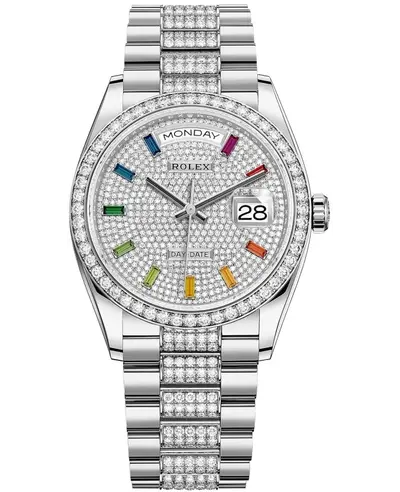 New Authentic Rolex Day-Date Model M128349RBR-0012 White Gold Diamond Dial Watch (arb24264)