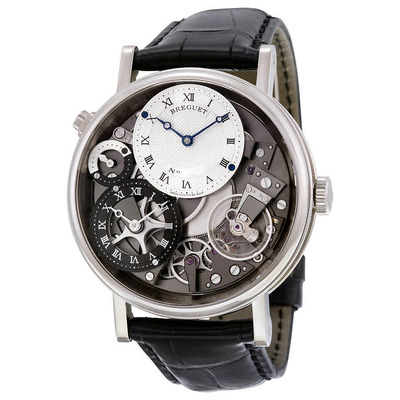 Breguet Tradition 18kt White Gold GMT Manual Silver Skeleton Dial Mens Watch 7067BB/G1/9W6 (black, arb983)