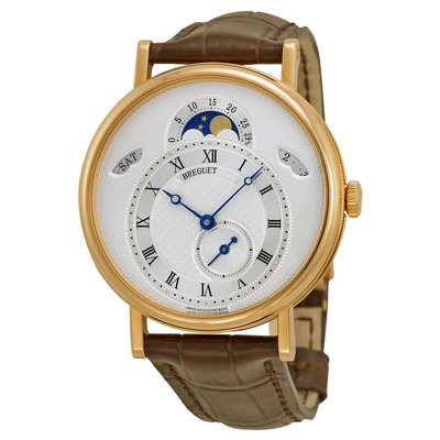 Breguet Classique Mens Silver Dial Brown Leather Strap Watch, Model 7337BR1E9V6 (black, arb992)