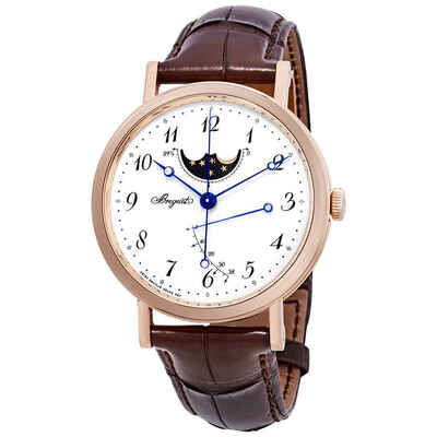 Classic Moonphase Automatic White Dial 18K Rose Gold Mens Watch, Article: 7787BR299V6 Breguet (blue, arb995)