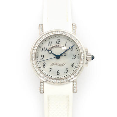 Breguet Marine Mother of Pearl 18kt White Gold Rubber Ladies Watch, Article No: 8818BB59564DD00 8818BB/59/564.DD00 (arb1526)