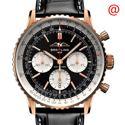 Men's Breitling Navitimer B01 Chronograph Automatic Black Dial, 43 mm Rose Gold with Leather - RB0138211B1P1 (black, arb1155)