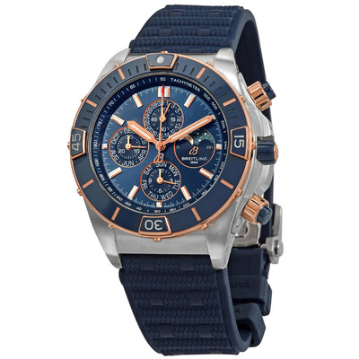 Breitling Super Chronomat U19320161C1S1: Perpetual Calendar Four-Year Leap, Analog Chronograph with 4 Subdials (Second/Date, Minute/Month, Hour/Day & Moon Phase), Automatic Movement, Sapphire Crystal Blue Dial Men's Watch (blue, arb773)