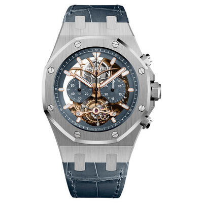 Audemars Piguet Royal Oak Tourbillon Mens Chronograph Watch - Model AP Blue Dial 26347PT.OO.D315CR.01 (blue, arb363)