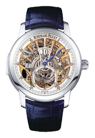 Audemars Piguet Calibre 2907 Jules Audemars Jumping Hour Skeleton Dial Mens Watch - Model: 26356PTOOD028CR01 26356PT.OO.D028CR.01 (blue, arb366)