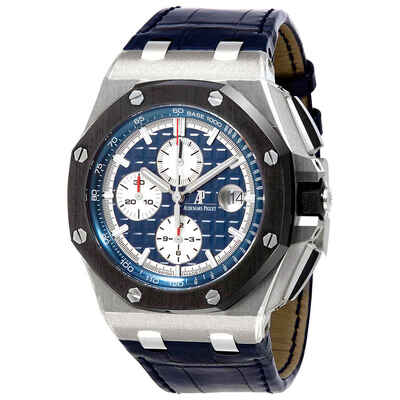 Audemars Piguet Royal Oak Offshore Mens Watch 26401PO - Blue Dial Alligator Leather Strap 26401PO.OO.A018CR.01 (black, arb391)