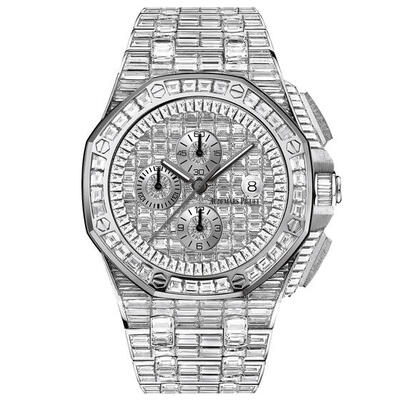 Audemars Piguet Royal Oak Offshore 18K White Gold Diamond Pave Automatic Mens Watch Model: 26403BC.ZZ.8044BC.01 (arb394)