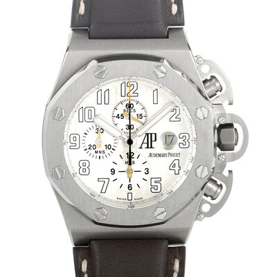 Audemars Piguet Royal Oak Offshore Silver Dial Leather Mens Watch (Model: 25863TI.0.A080CU.01) (black, arb536)