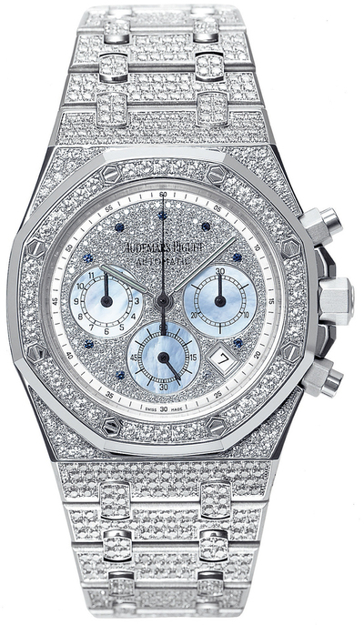 Men's Audemars Piguet Royal Oak Chronograph Diamond Pave White Gold Watch Model 25978BC.ZZ.1190BC.01 (arb583)