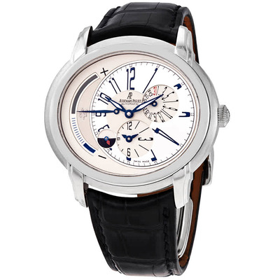 Audemars Piguet Millenary GMT Automatic Platinum Mens Watch - 26150PT OO D028CR 01 26150PT.OO.D028CR.01 (black, arb602)