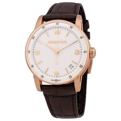 Audemars Piguet Code 11.59 Mens White Dial Watch - Brown Alligator Strap 15210OR.OO.A099CR.01 (brown, arb785)
