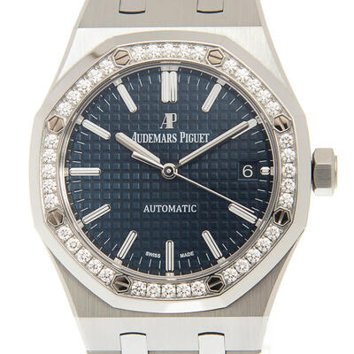 AP Royal Oak Automatic Diamond Watch 15451ST.ZZ.1256ST.03 Audemars Piguet (blue, arb499)