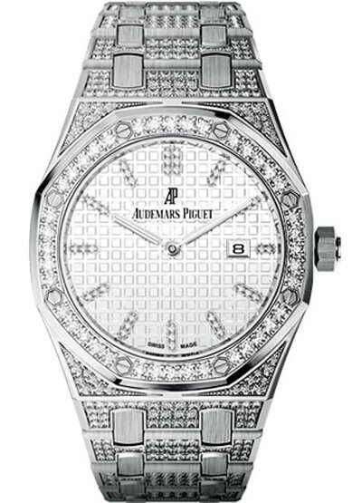 Audemars Piguet 67652BC.ZZ.1262BC.01 Royal Oak Lady Diamond Silver Dial White Gold Watch (arb1193)