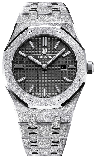 Audemars Piguet Royal Oak Frosted Black Dial 18k White Gold Watch Model: 67653BC.GG.1263BC.02 (black, arb1195)