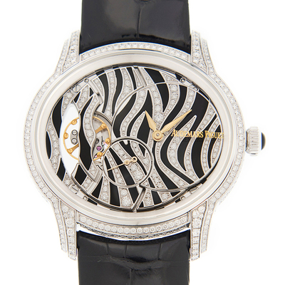 Audemars Piguet Millenary Zebra Diamond Pattern Dial 18K White Gold Women's Watch Ref:77249bc.zz.a102cr.01 (black, arb1203)