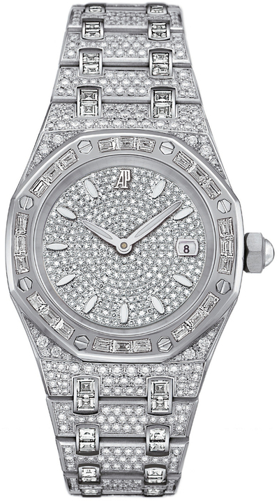 Audemars Piguet Royal Oak Diamond Pave White Gold Ladies Watch 67604BC.ZZ 67604BC.ZZ.1211BC.01 (arb1178)