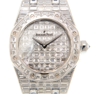 Audemars Piguet Royal Oak Diamond Pave White Gold Ladies Watch 67606BC.ZZ.9179BC.01 (black, arb1180)